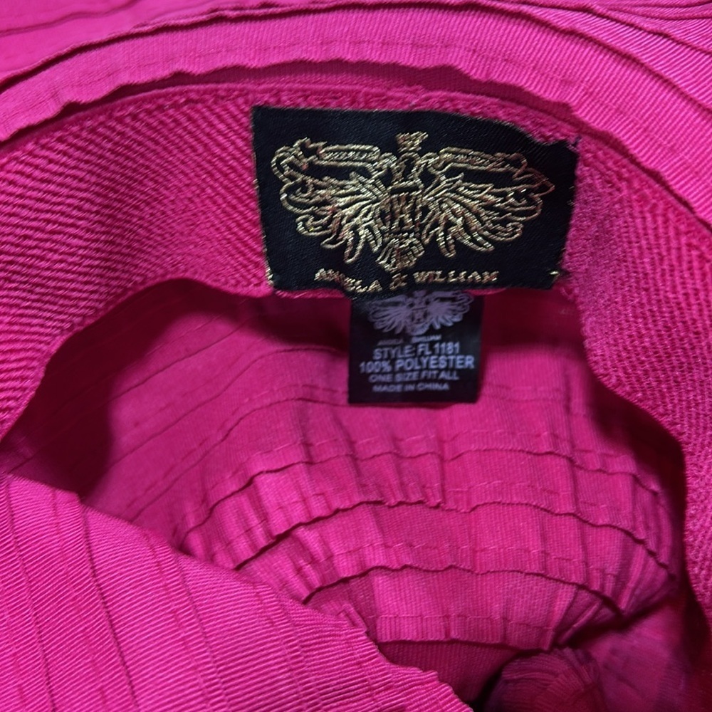 Angela & William Pink & blk Diva floppy Floral UPF 50+ sun Hat - Picture 10 of 13